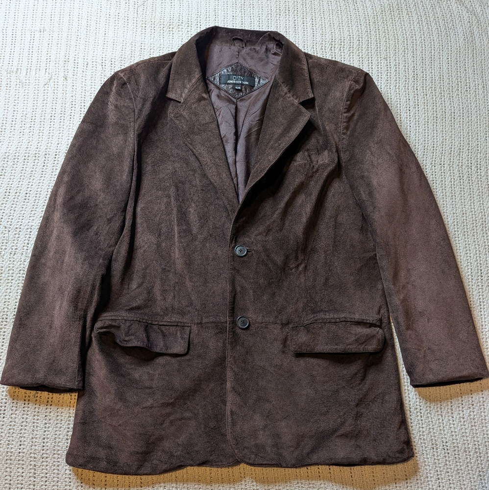 VTG JONES NEW YORK / CITY Brown SUEDE LEATHER Men's 42R Blazer Jacket